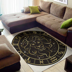 Gold And Black Leo Sign Print Area Rug