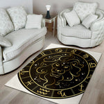 Gold And Black Leo Sign Print Area Rug