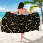 Gold And Black Leo Sign Print Beach Sarong Wrap