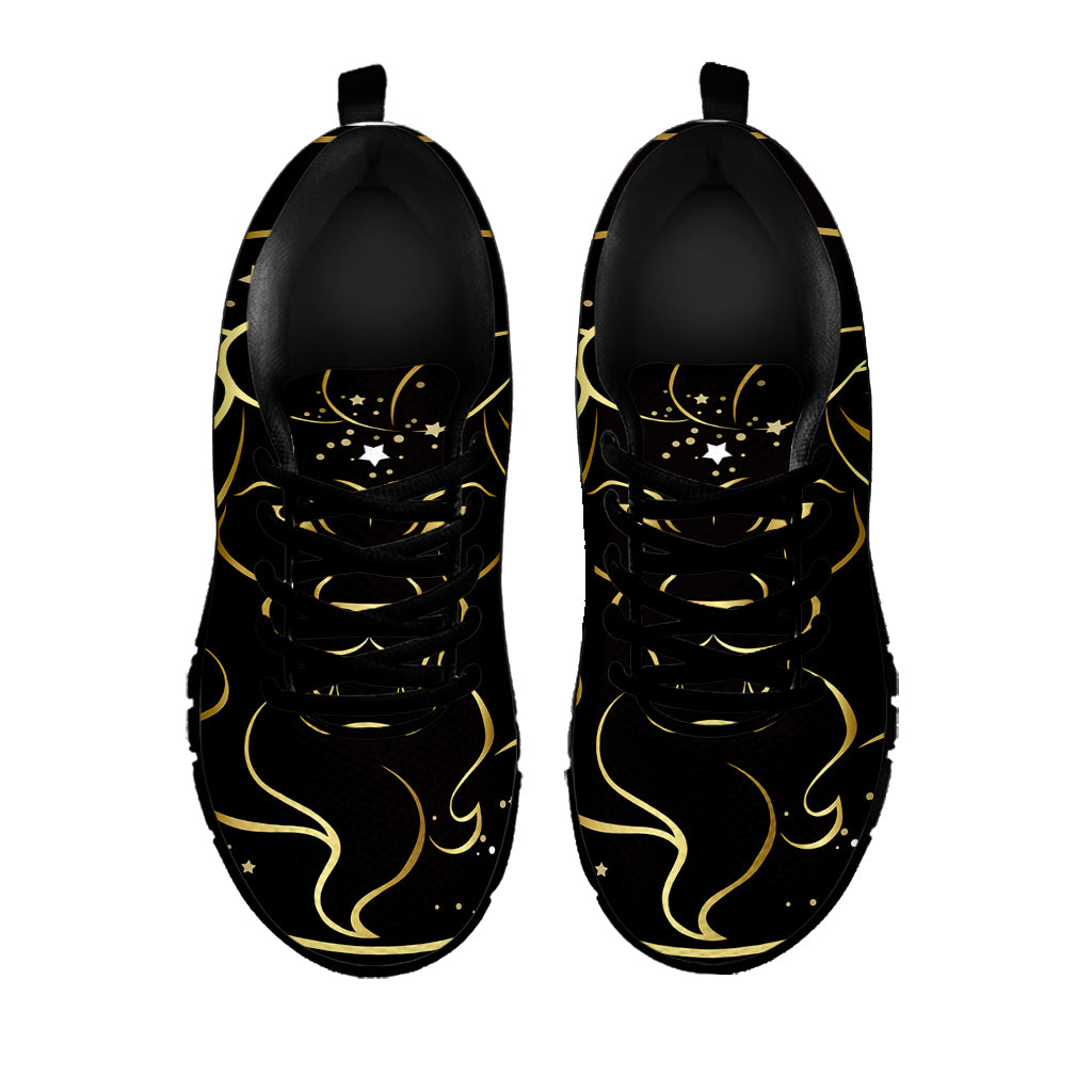 Gold And Black Leo Sign Print Black Sneakers