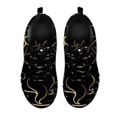 Gold And Black Leo Sign Print Black Sneakers