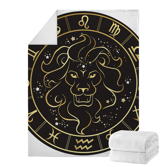 Gold And Black Leo Sign Print Blanket