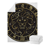 Gold And Black Leo Sign Print Blanket