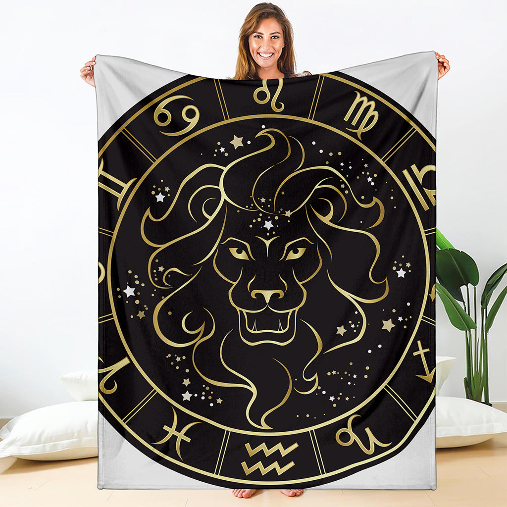 Gold And Black Leo Sign Print Blanket