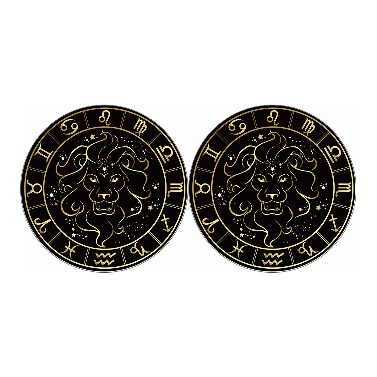 Gold And Black Leo Sign Print Car Coasters