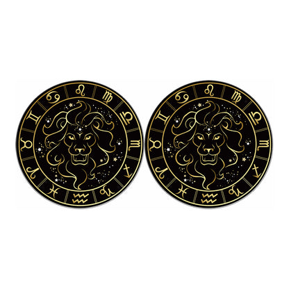 Gold And Black Leo Sign Print Car Coasters