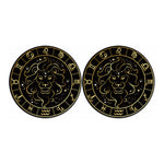 Gold And Black Leo Sign Print Car Coasters