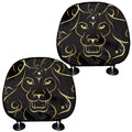 Gold And Black Leo Sign Print Car Headrest Covers