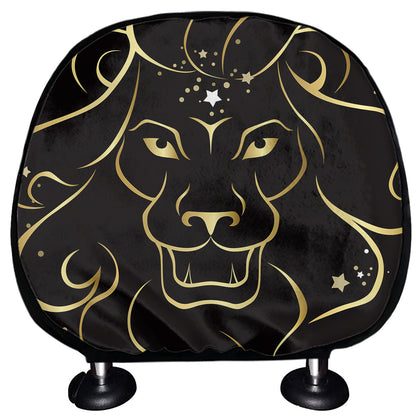 Gold And Black Leo Sign Print Car Headrest Covers