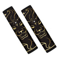 Gold And Black Leo Sign Print Car Seat Belt Covers