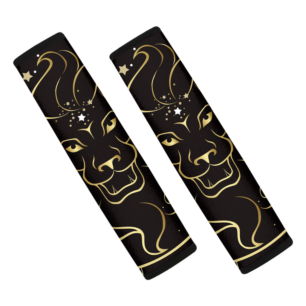 Gold And Black Leo Sign Print Car Seat Belt Covers