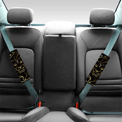 Gold And Black Leo Sign Print Car Seat Belt Covers