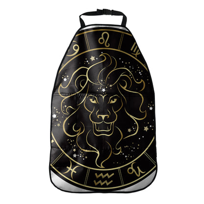 Gold And Black Leo Sign Print Car Seat Organizers