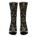 Gold And Black Leo Sign Print Crew Socks