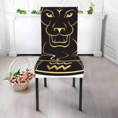 Gold And Black Leo Sign Print Dining Chair Slipcover