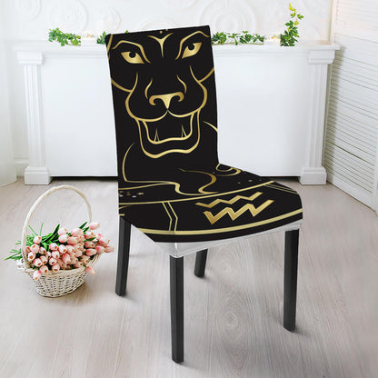 Gold And Black Leo Sign Print Dining Chair Slipcover
