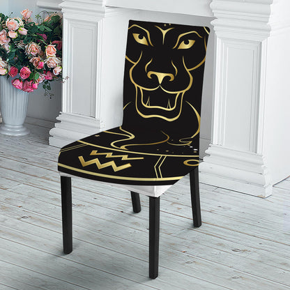 Gold And Black Leo Sign Print Dining Chair Slipcover