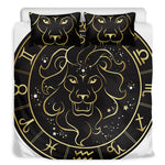 Gold And Black Leo Sign Print Duvet Cover Bedding Set
