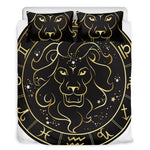 Gold And Black Leo Sign Print Duvet Cover Bedding Set