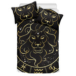 Gold And Black Leo Sign Print Duvet Cover Bedding Set