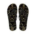 Gold And Black Leo Sign Print Flip Flops