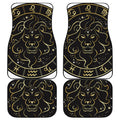 Gold And Black Leo Sign Print Front and Back Car Floor Mats