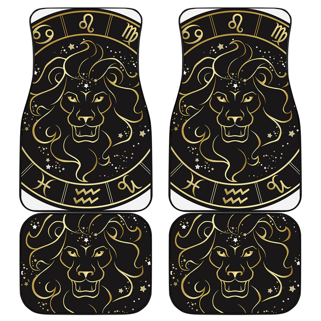 Gold And Black Leo Sign Print Front and Back Car Floor Mats