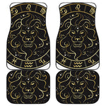 Gold And Black Leo Sign Print Front and Back Car Floor Mats