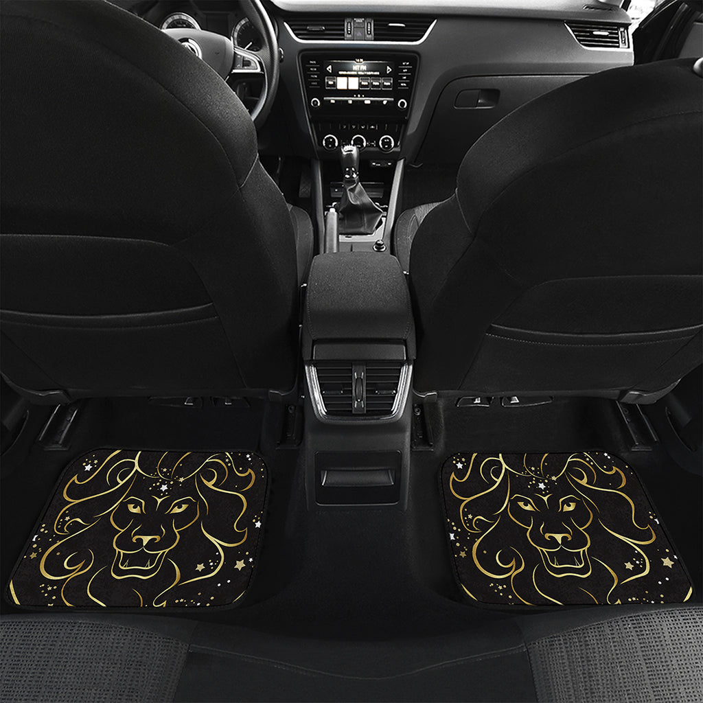 Gold And Black Leo Sign Print Front and Back Car Floor Mats