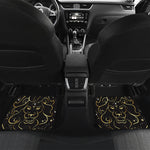 Gold And Black Leo Sign Print Front and Back Car Floor Mats