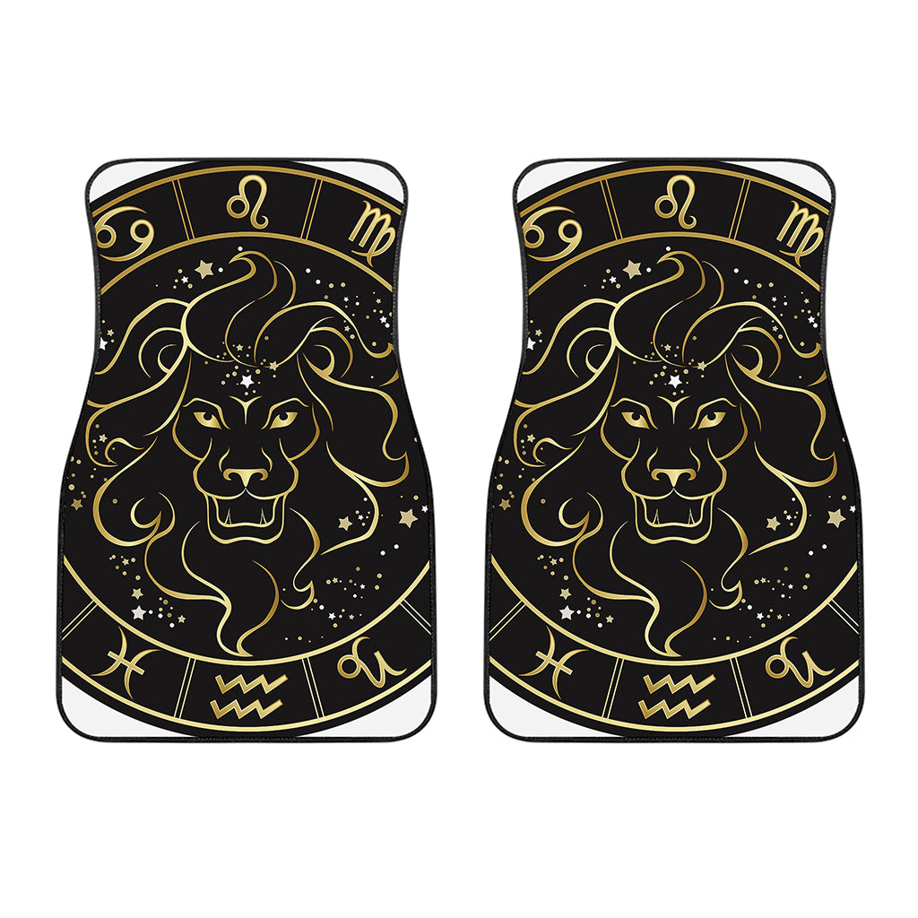 Gold And Black Leo Sign Print Front Car Floor Mats