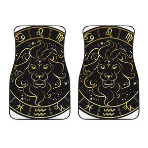 Gold And Black Leo Sign Print Front Car Floor Mats