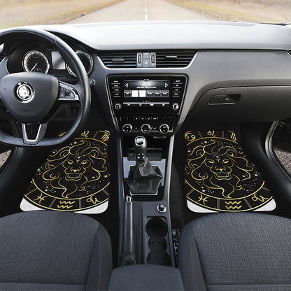 Gold And Black Leo Sign Print Front Car Floor Mats
