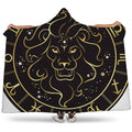 Gold And Black Leo Sign Print Hooded Blanket