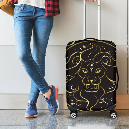 Gold And Black Leo Sign Print Luggage Cover