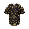 Gold And Black Leo Sign Print Men's Baseball Jersey