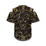 Gold And Black Leo Sign Print Men's Baseball Jersey