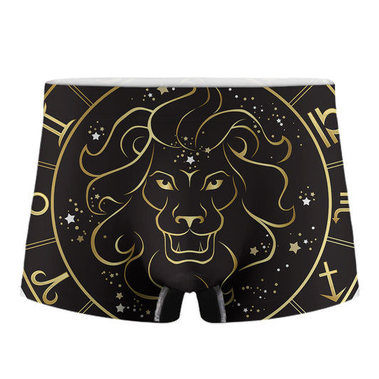 Gold And Black Leo Sign Print Men's Boxer Briefs