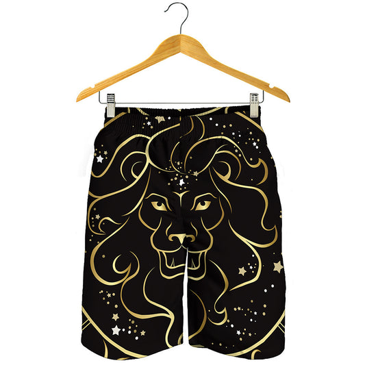 Gold And Black Leo Sign Print Men's Shorts