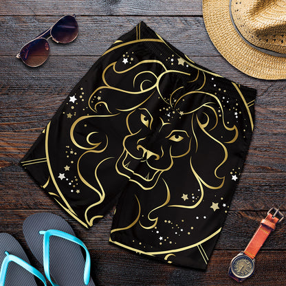 Gold And Black Leo Sign Print Men's Shorts