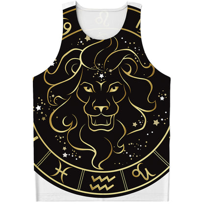 Gold And Black Leo Sign Print Men's Tank Top