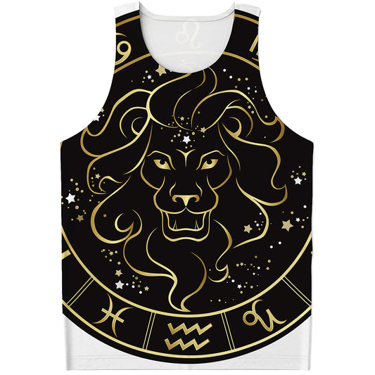 Gold And Black Leo Sign Print Men's Tank Top