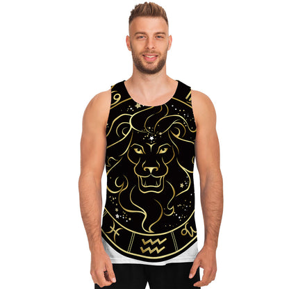 Gold And Black Leo Sign Print Men's Tank Top