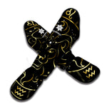 Gold And Black Leo Sign Print Muay Thai Shin Guard