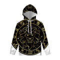 Gold And Black Leo Sign Print Pullover Hoodie