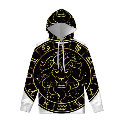 Gold And Black Leo Sign Print Pullover Hoodie