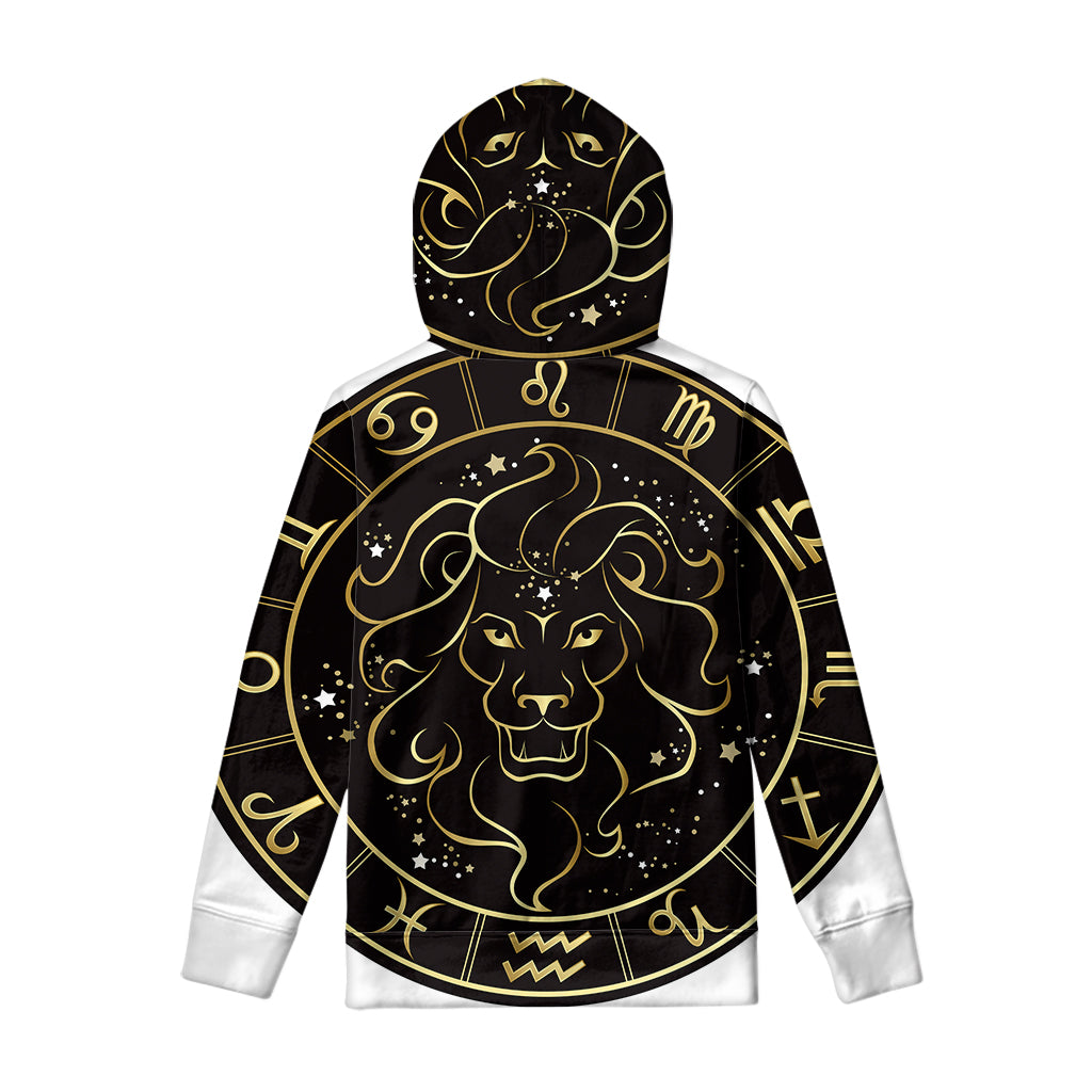 Gold And Black Leo Sign Print Pullover Hoodie