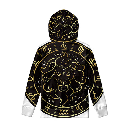 Gold And Black Leo Sign Print Pullover Hoodie