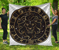 Gold And Black Leo Sign Print Quilt
