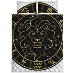 Gold And Black Leo Sign Print Quilt Bed Set